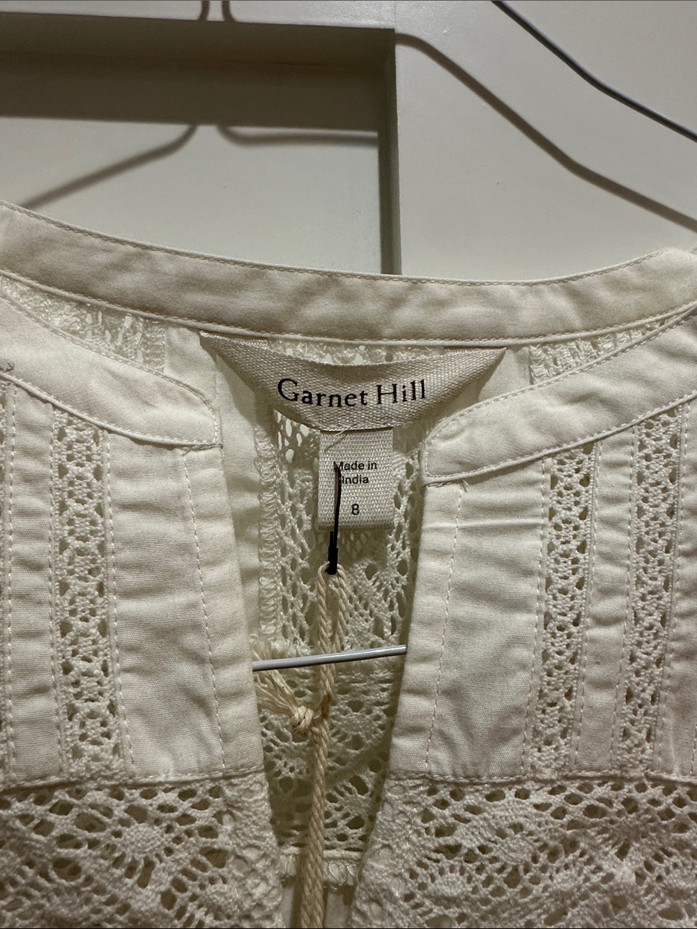Garnet Hill Tali Organic-Cotton Lace-Detail Top NWT - Picture 3 of 10
